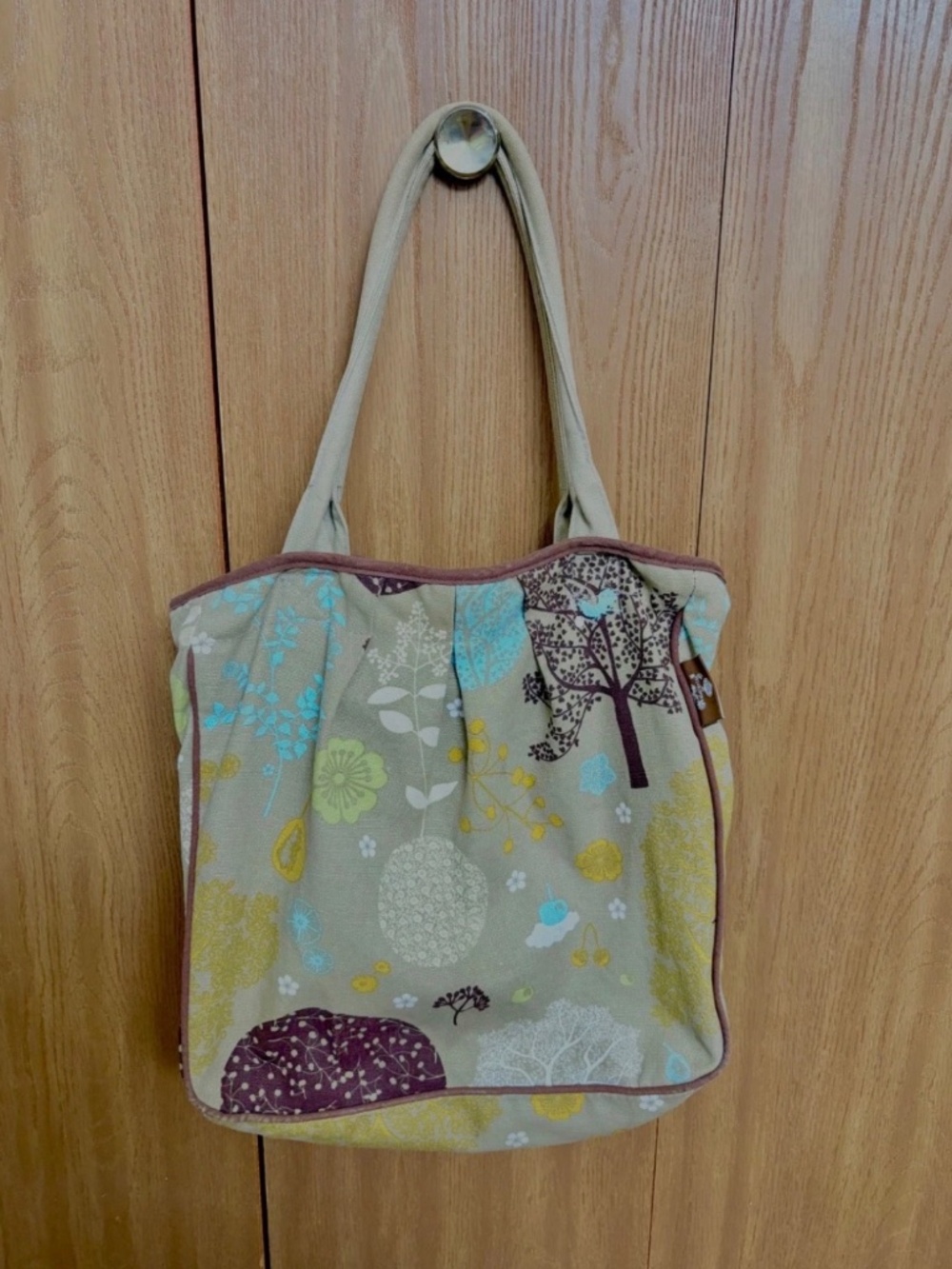 Danica Studio Canvas Tote Bag Forest Tree Floral Nature Print Boho Shoulder Bag